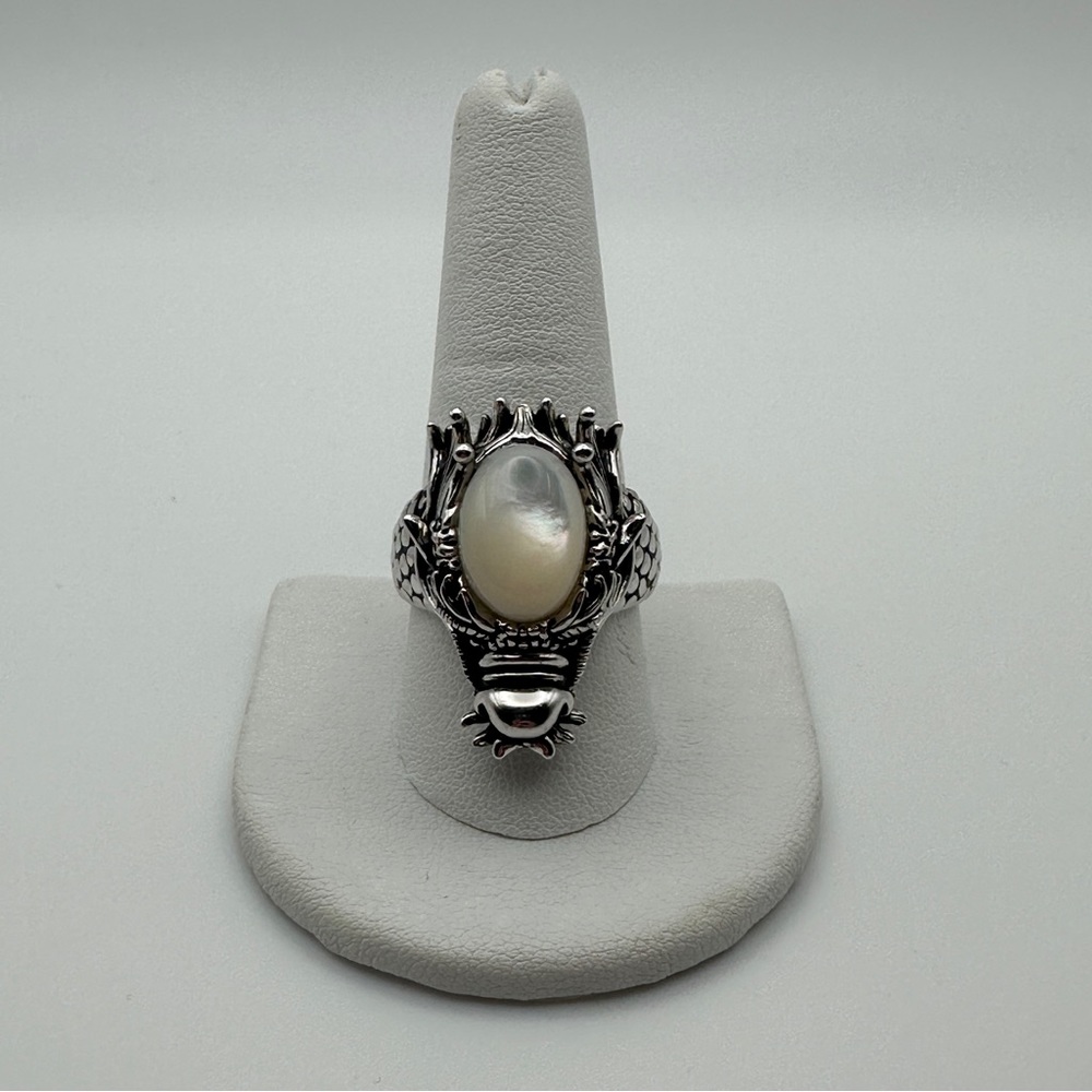 Effy Sterling Silver, Mother-Of-Pearl & Black Spinel Dragon Ring
